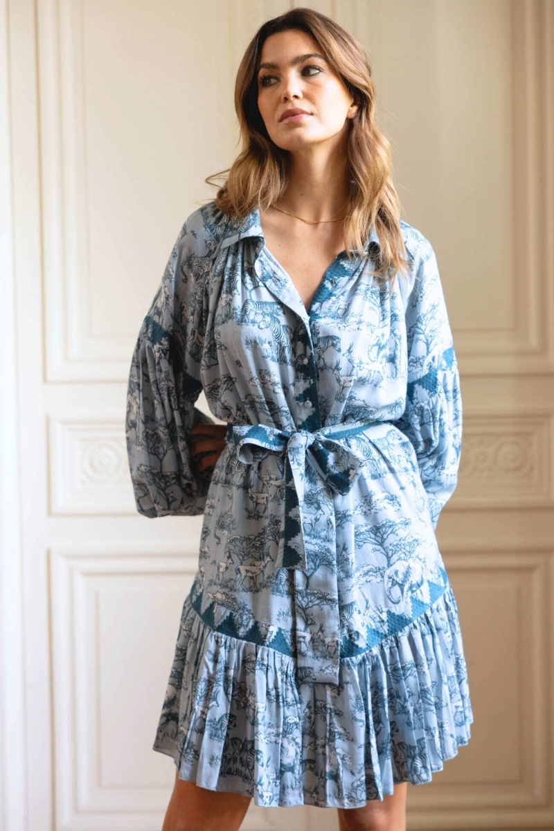 Agathe short dress - savannah print - Miss June Paris - 3