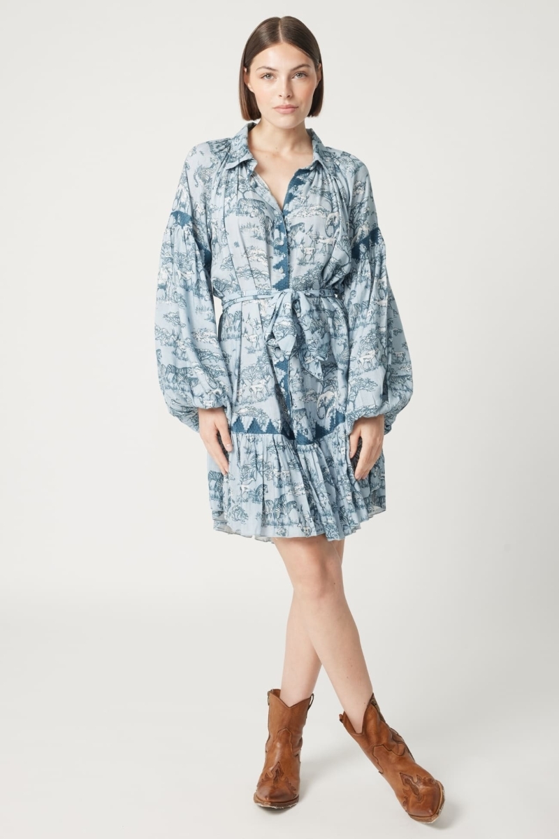 Vestido corto Agathe - estampado sabana - Miss June Paris - 1