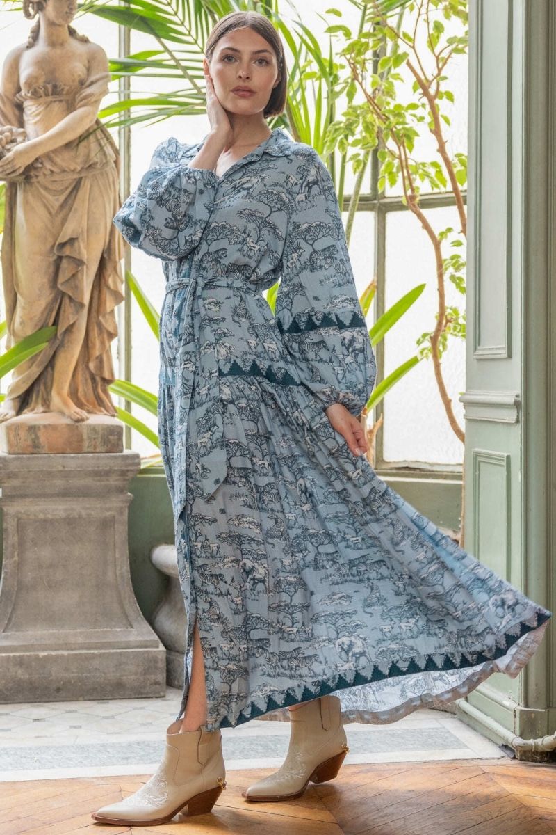 Vestido longo Lila - estampa savana - Miss June Paris - 1
