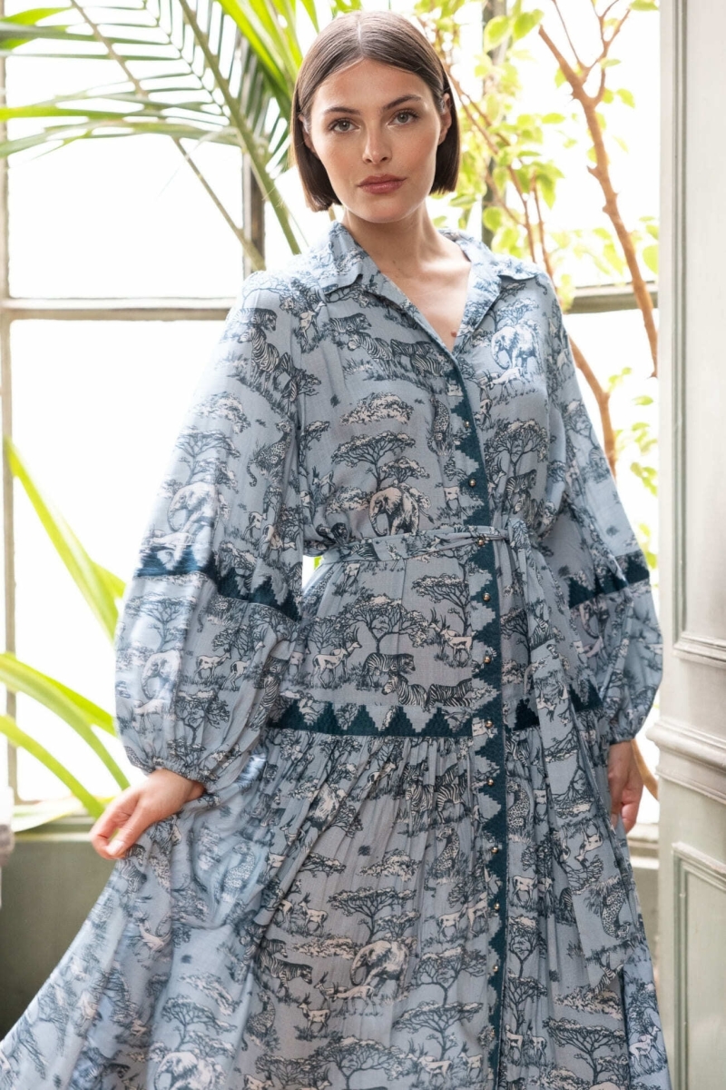 Vestido longo Lila - estampa savana - Miss June Paris - 2
