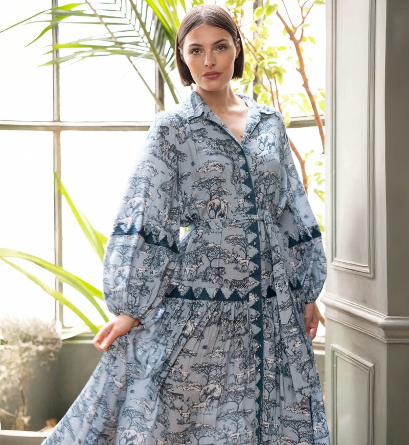 Vestido longo Lila - estampa savana - Miss June Paris - 2