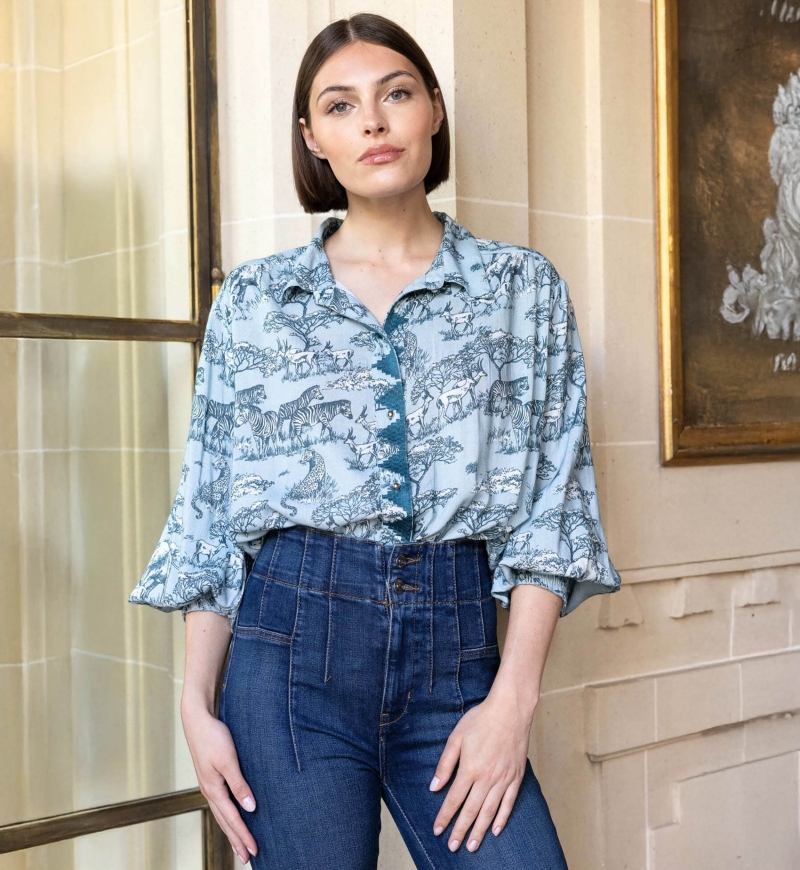 Camisa feminina  Maé  estampa savannah - Miss June Paris - 2