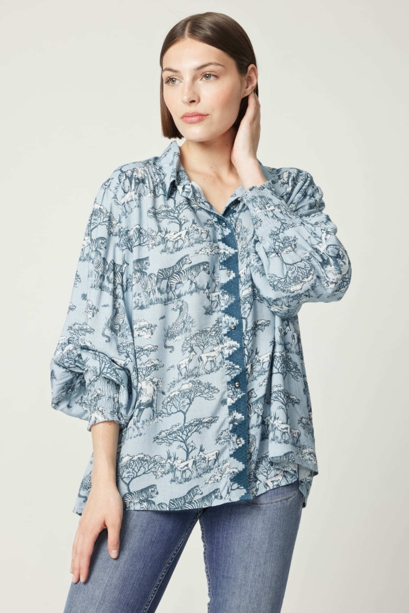 Camisa feminina  Maé  estampa savannah - Miss June Paris - 4