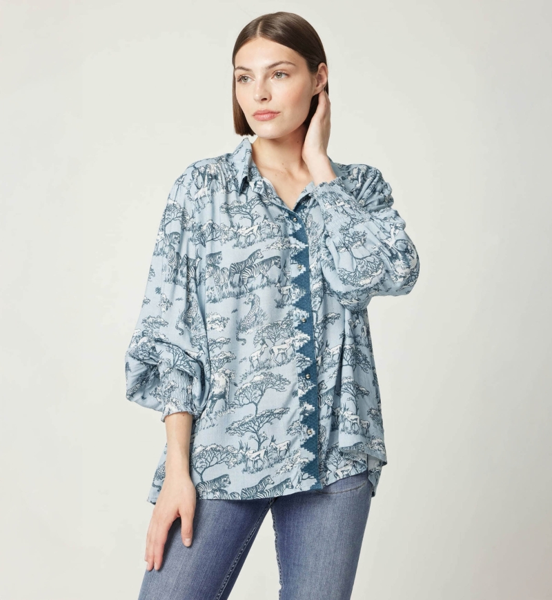 Camisa feminina  Maé  estampa savannah - Miss June Paris - 4