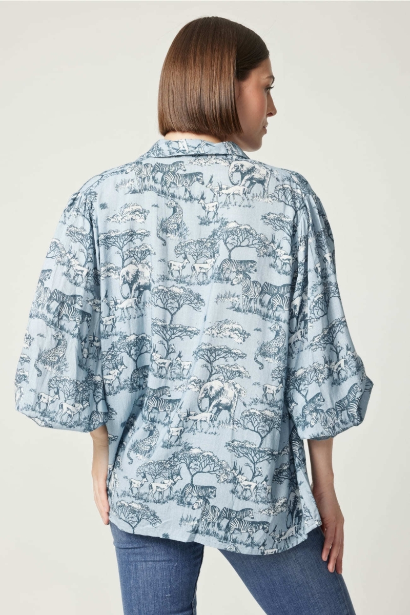 Camisa feminina  Maé  estampa savannah - Miss June Paris - 5