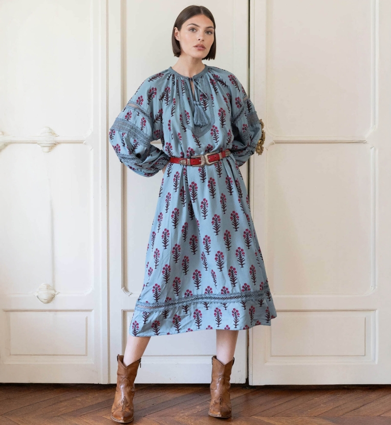 Vestido Largo Ambre - estampado floral - Miss June Paris - 1