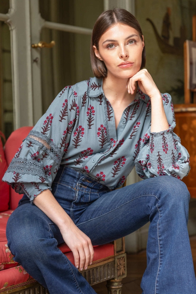Camisa mujer Hermine - estampado floral - Miss June Paris - 1