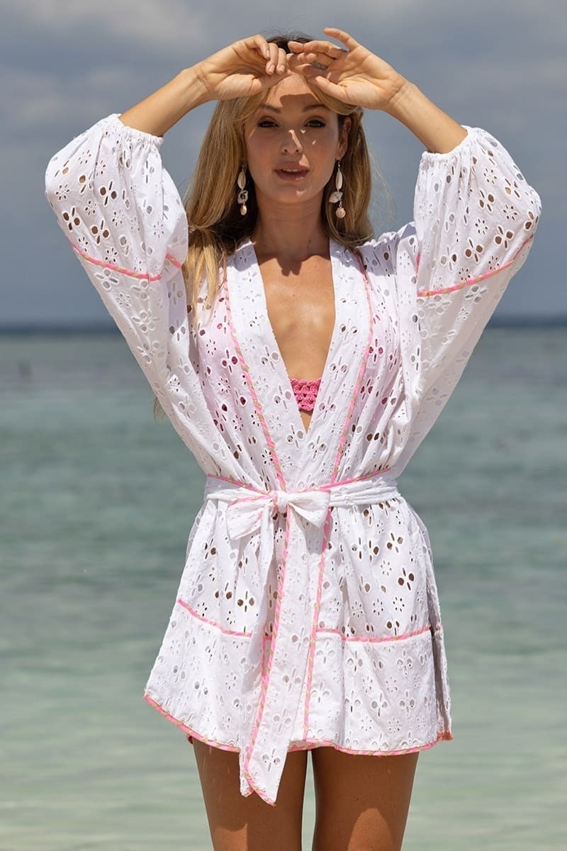 Short Windy Kimono - Neon White - Miss June Paris - 3