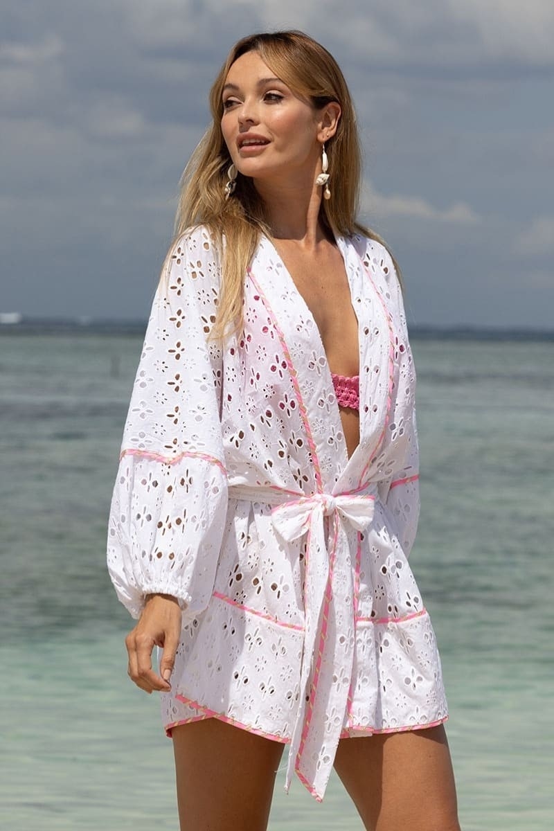 Kimono Corto Windy - Blanco Neón - Miss June Paris - 4