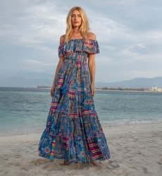 Ariana off-shoulder long dress - 100% modal - Miss June Paris - 1