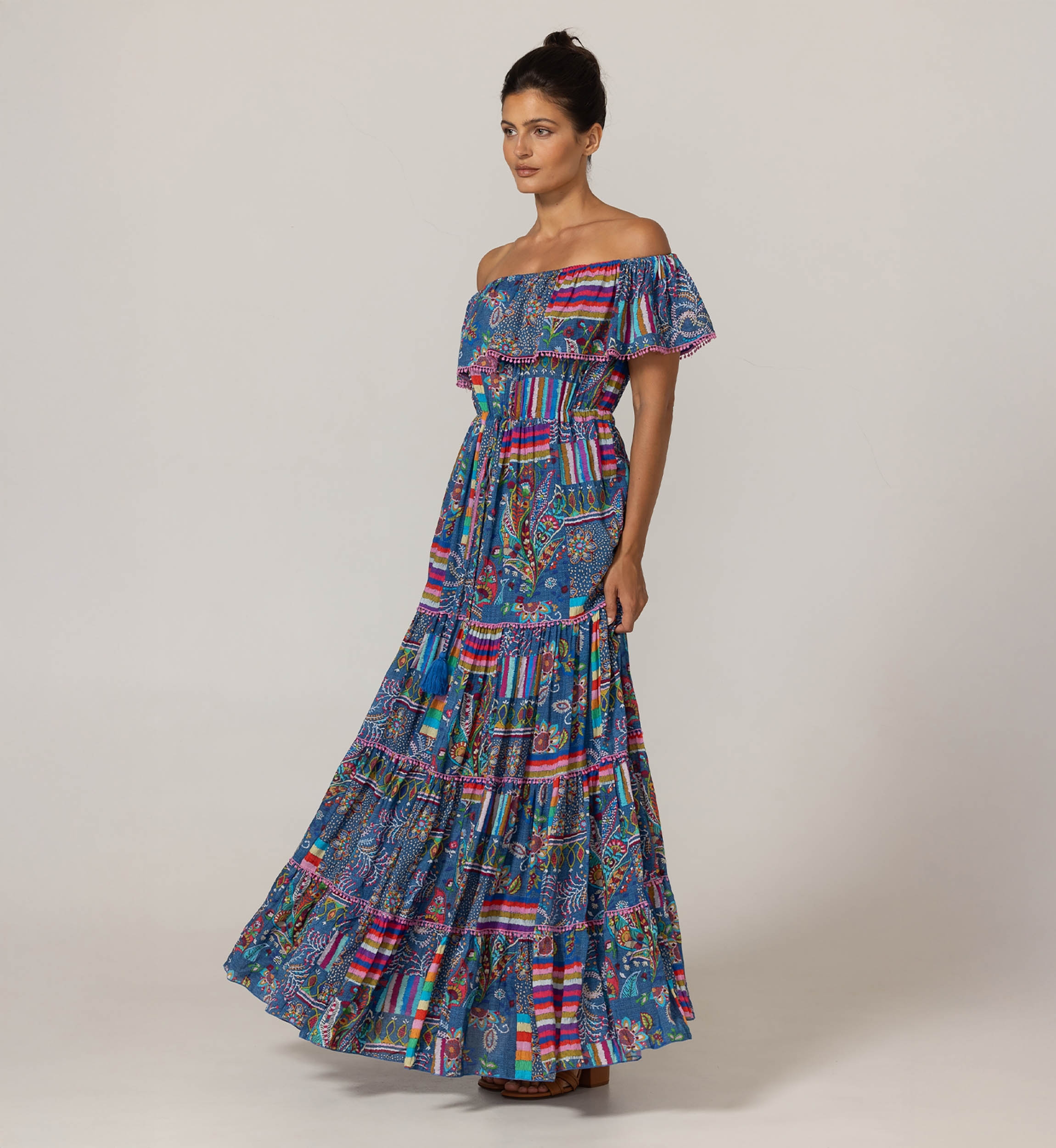 Ariana off-shoulder long dress - 100% modal - Miss June Paris - 3