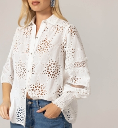 Camisa Farah - Bordado inglés estrellado - 100% algodón - Miss June Paris - 5