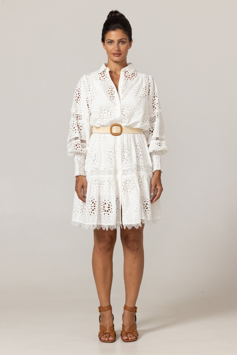Vestido Curto Gia - Bordado Estrelado - 100% Algodão - Miss June Paris - 3