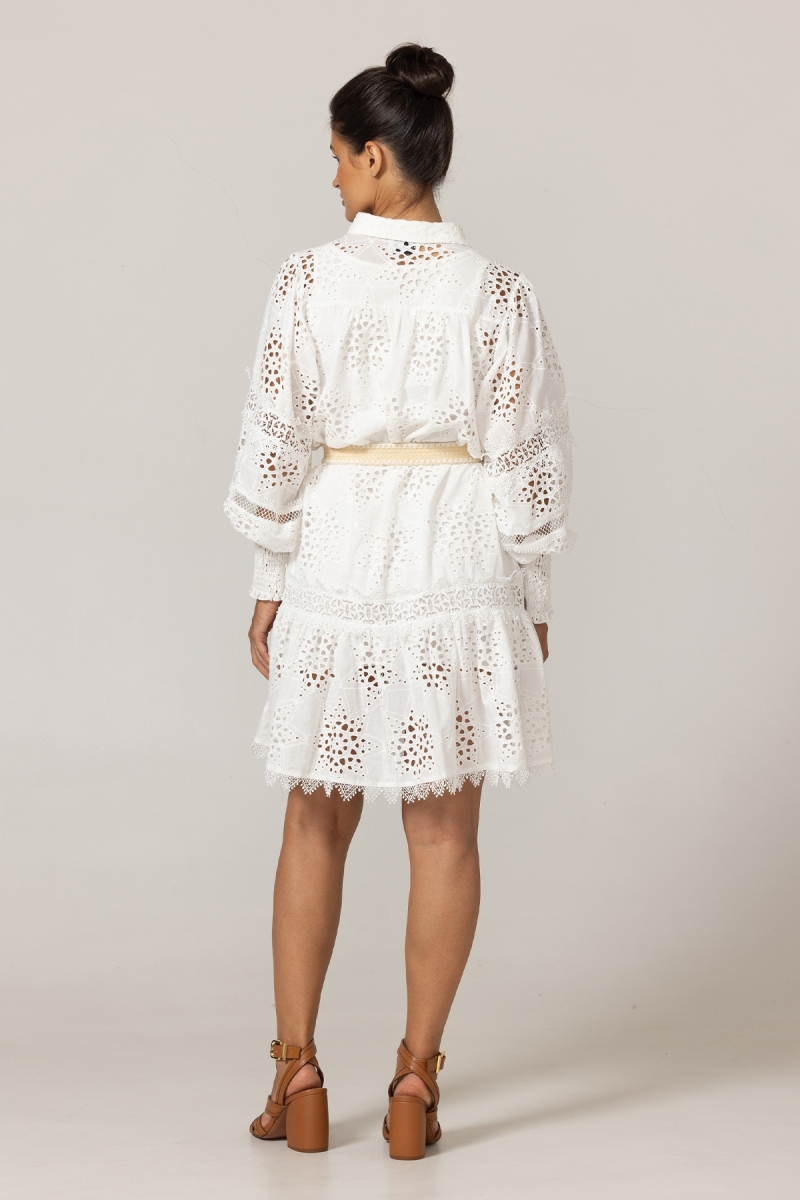 Vestido Curto Gia - Bordado Estrelado - 100% Algodão - Miss June Paris - 4