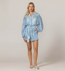 Shorts Mina azul - Estampa de selva - 100% algodão - Miss June Paris - 3