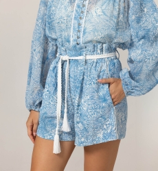 Pantalones cortos Mina azul - Estampado jungla - 100% algodón - Miss June Paris - 5