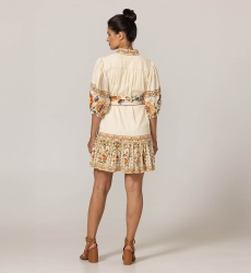 Risha short dress - Floral patterns - Matching belt - 100% cotton - Miss June Paris - 4