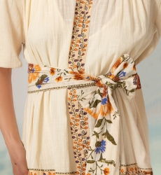 Vestido corto Risha - Estampado floral - Cinturón a juego - 100% algodón - Miss June Paris - 5