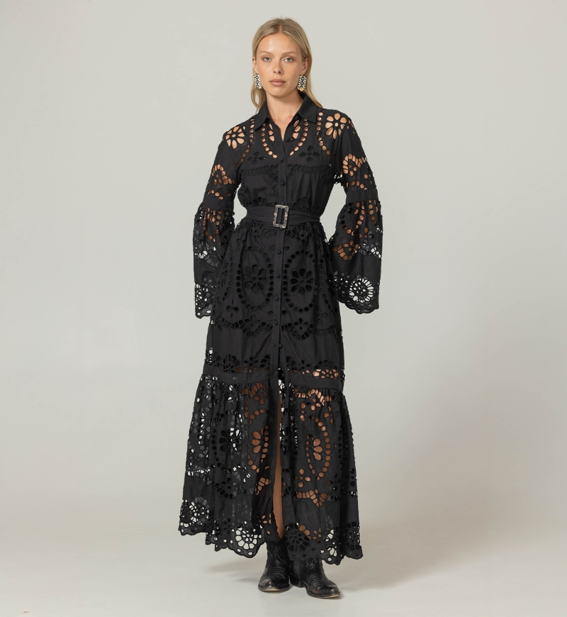 Vestido Longo Ruby - Bordado Inglês - 100% Algodão - Miss June Paris - 3