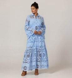 Long Dress Ruby - English Embroidery - 100% Cotton - Miss June Paris - 9