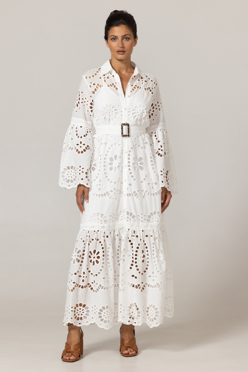 Long Dress Ruby - English Embroidery - 100% Cotton - Miss June Paris - 15
