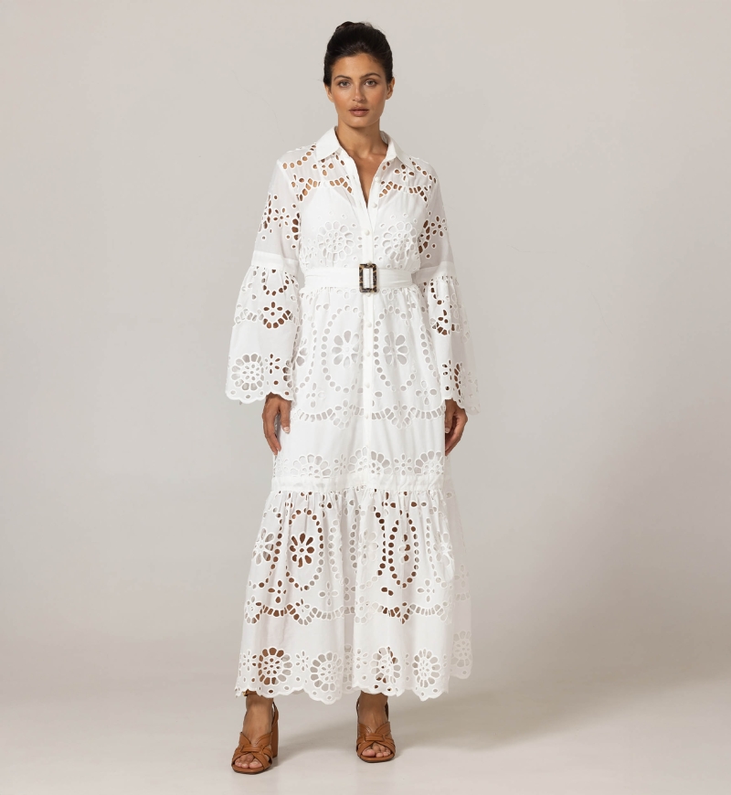 Vestido Longo Ruby - Bordado Inglês - 100% Algodão - Miss June Paris - 15