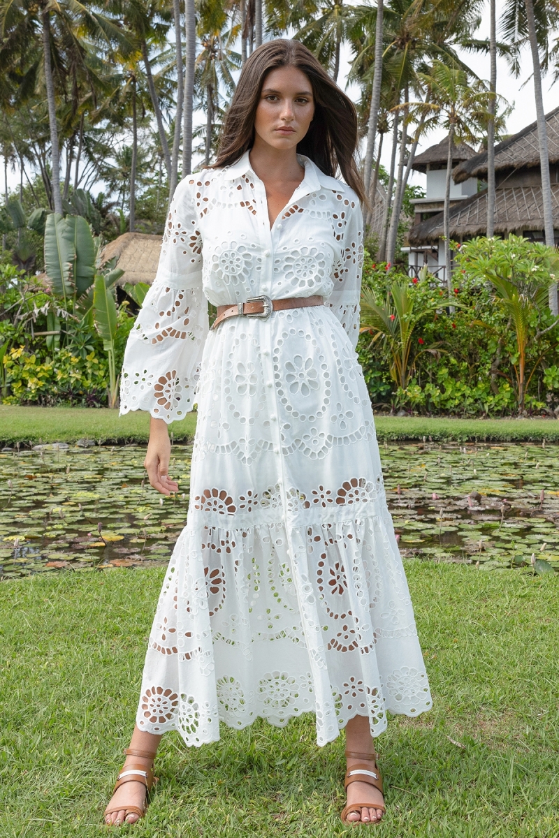 Long Dress Ruby - English Embroidery - 100% Cotton - Miss June Paris - 13