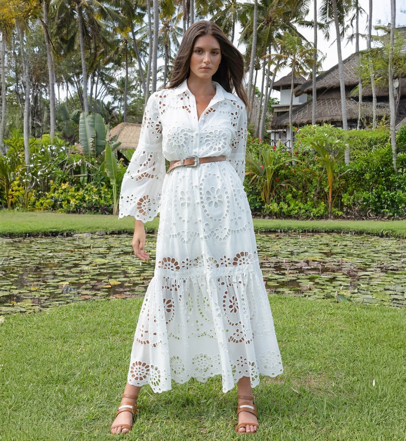 Vestido Longo Ruby - Bordado Inglês - 100% Algodão - Miss June Paris - 13