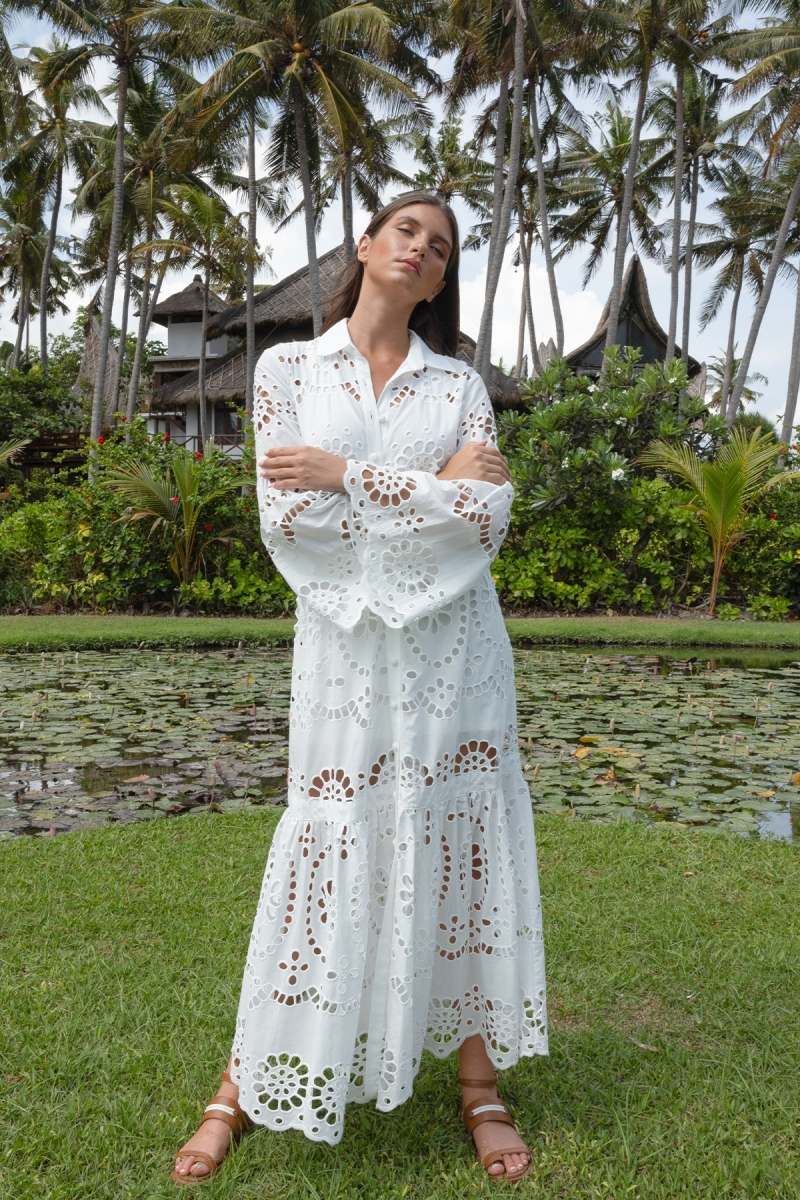 Long Dress Ruby - English Embroidery - 100% Cotton - Miss June Paris - 14