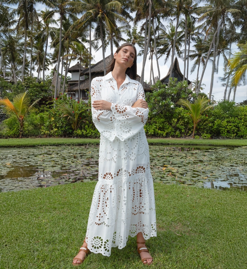 Long Dress Ruby - English Embroidery - 100% Cotton - Miss June Paris - 14