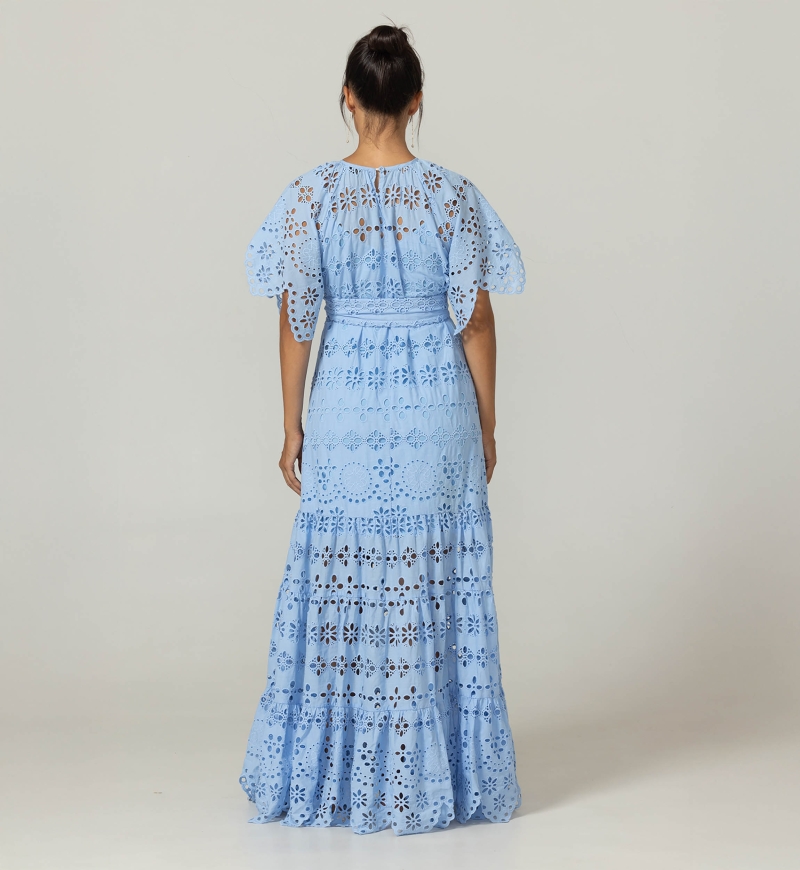 Long Dress Sable - English Embroidery - 100% Cotton - Miss June Paris - 4