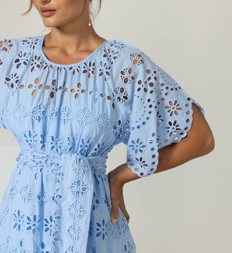 Vestido Largo Sable - Bordado Inglés - 100% Algodón - Miss June Paris - 5