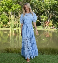 Vestido Longo Ruby - Bordado Inglês - 100% Algodão - Miss June Paris - 1