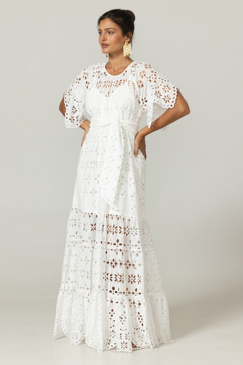 Vestido Longo Ruby - Bordado Inglês - 100% Algodão - Miss June Paris - 8