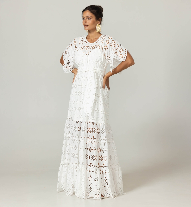 Vestido Longo Ruby - Bordado Inglês - 100% Algodão - Miss June Paris - 8