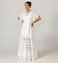 Long Dress Sable - English Embroidery - 100% Cotton - Miss June Paris - 8