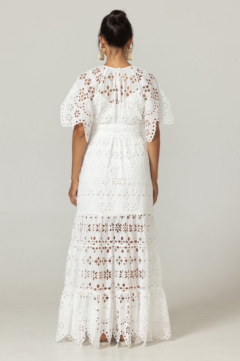 Vestido Largo Sable - Bordado Inglés - 100% Algodón - Miss June Paris - 9