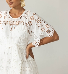 Vestido Longo Ruby - Bordado Inglês - 100% Algodão - Miss June Paris - 10