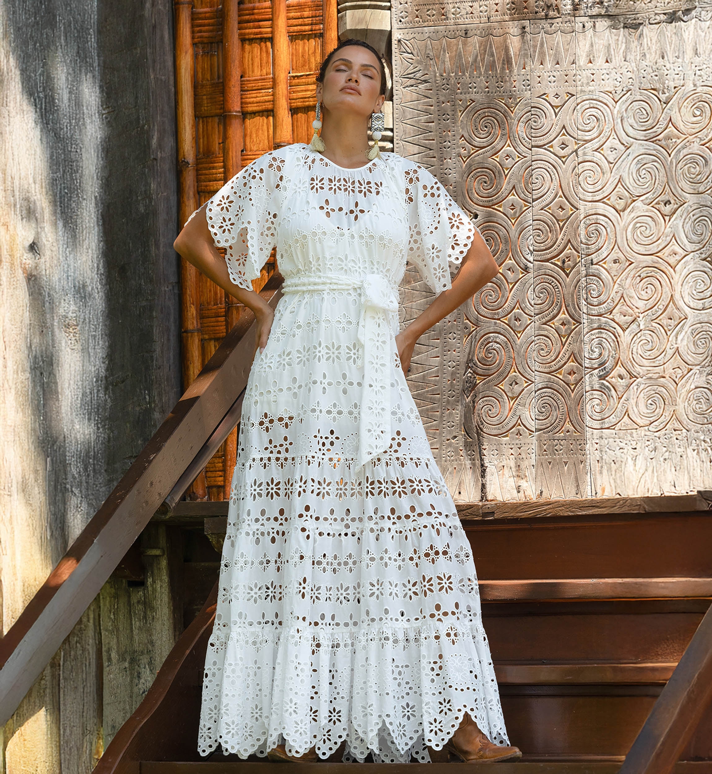 Vestido Longo Ruby - Bordado Inglês - 100% Algodão - Miss June Paris - 6