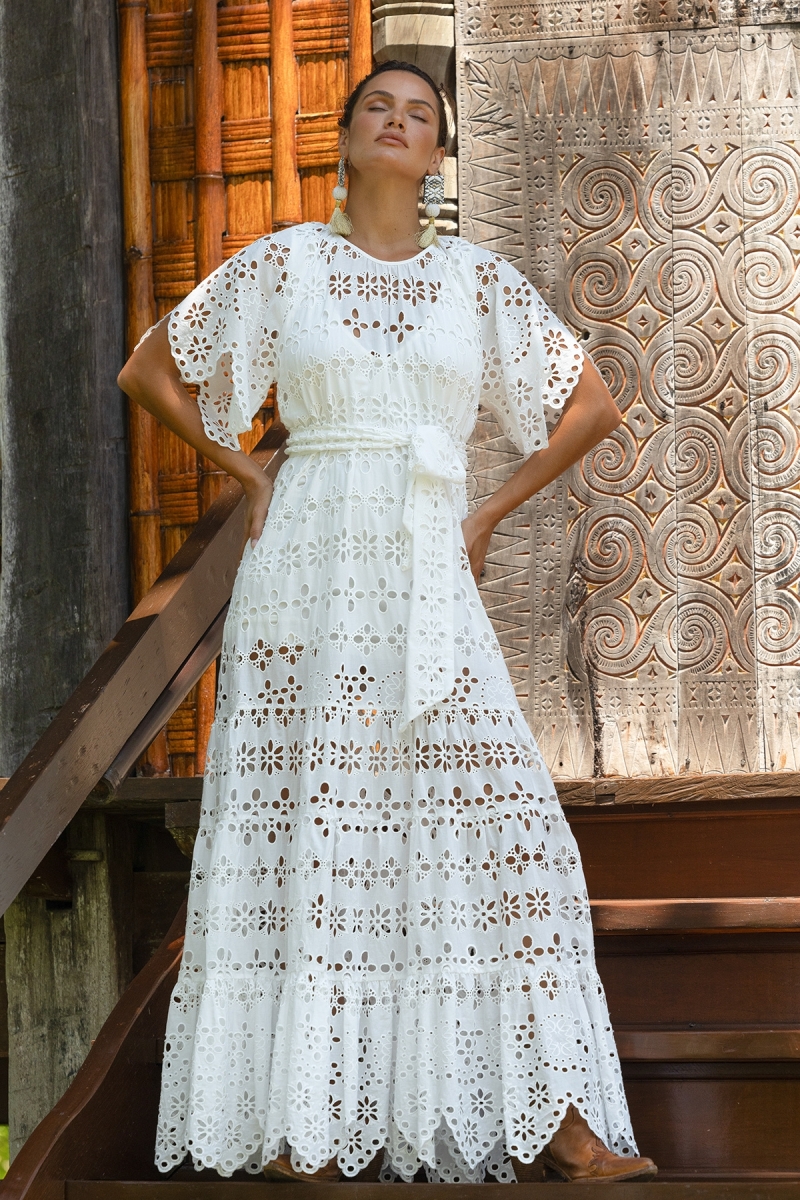 Vestido Largo Sable - Bordado Inglés - 100% Algodón - Miss June Paris - 6