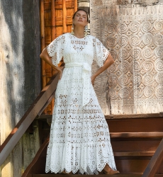 Vestido Longo Ruby - Bordado Inglês - 100% Algodão - Miss June Paris - 6