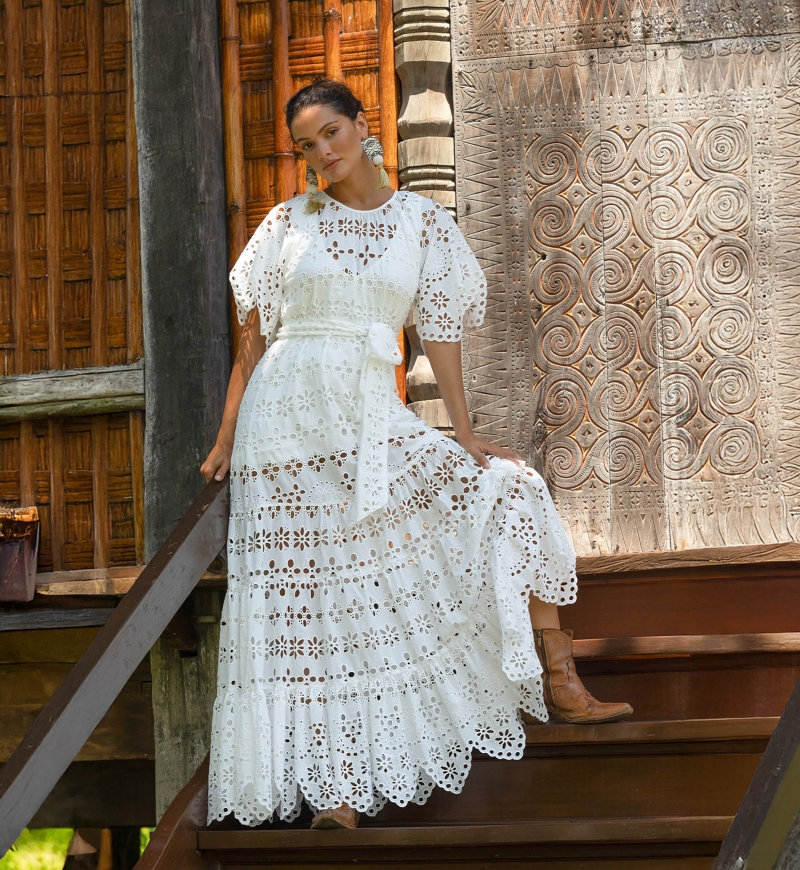 Vestido Longo Ruby - Bordado Inglês - 100% Algodão - Miss June Paris - 7