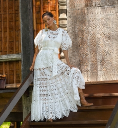 Long Dress Sable - English Embroidery - 100% Cotton - Miss June Paris - 7