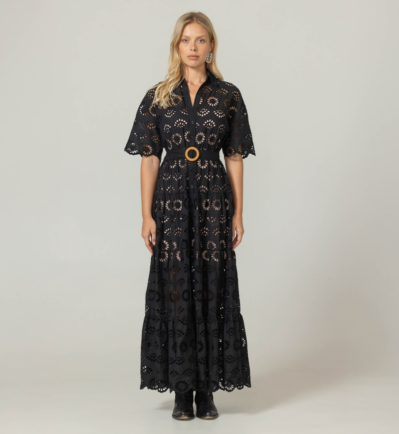 Vestido Longo Gardenia - Bordado Inglês - 100% Algodão - Miss June Paris - 8