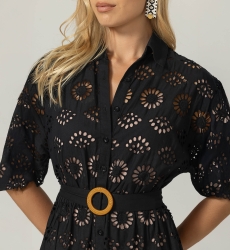 Gardenia Long Dress - English Embroidery - 100% Cotton - Miss June Paris - 10