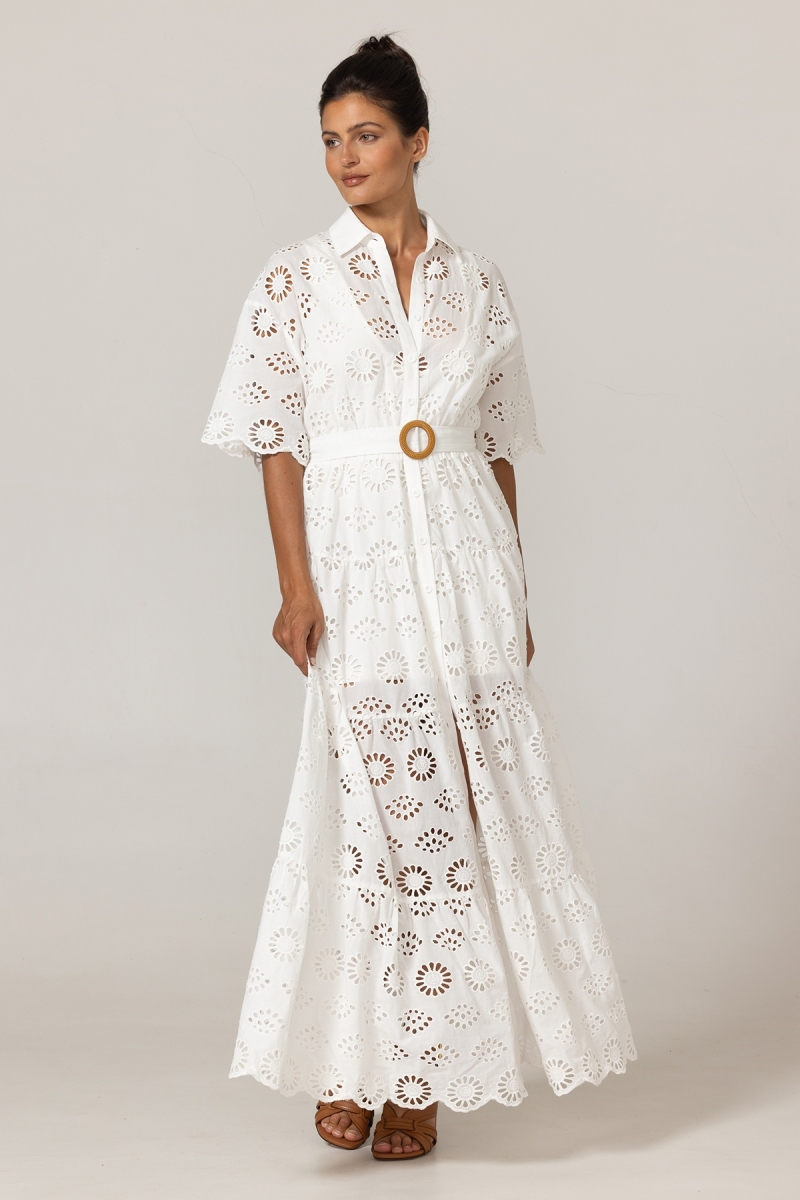 Vestido Longo Gardenia - Bordado Inglês - 100% Algodão - Miss June Paris - 3