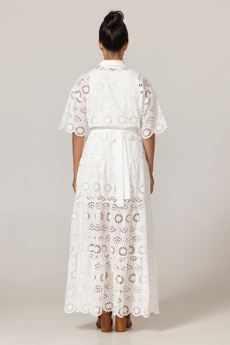 Vestido Largo Gardenia. - Bordado Inglés - 100% Algodón - Miss June Paris - 4