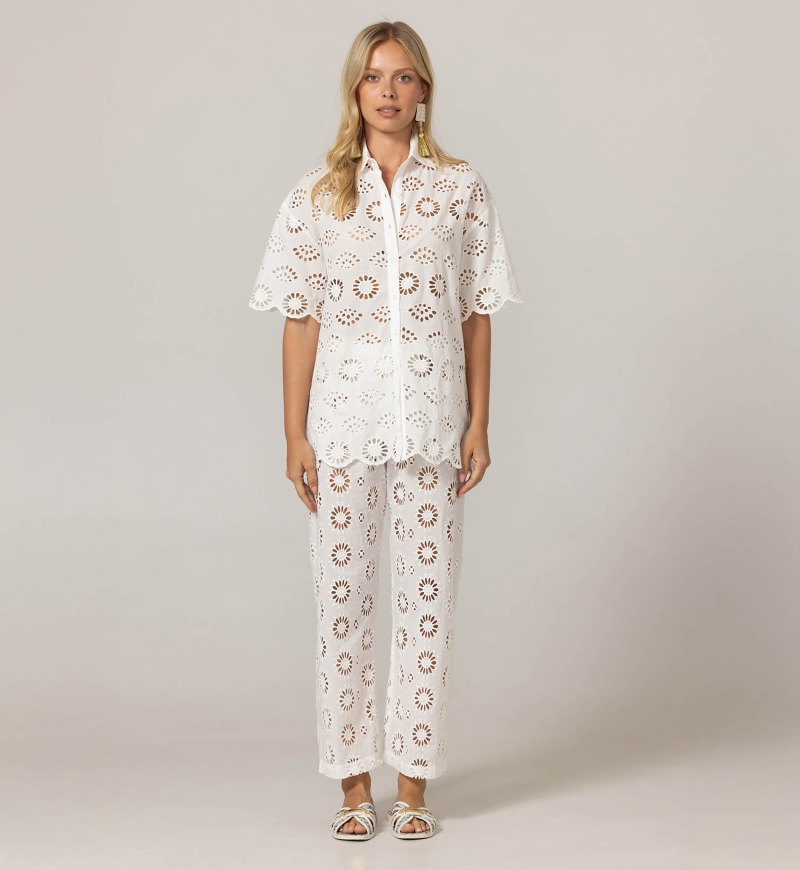 Sorbet Pants - English Embroidery - 100% Cotton - Miss June Paris - 3