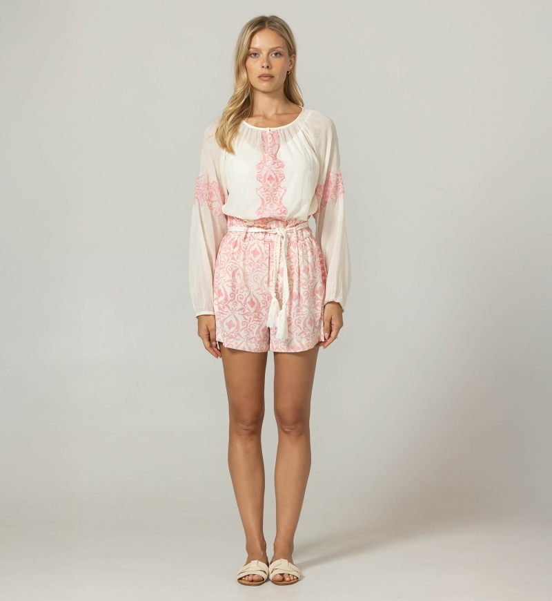 Indira Blouse - 100% Cotton Voile with Lace - Miss June Paris - 3