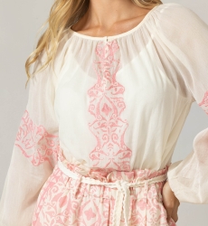 Blusa Indira - 100% Voile de Algodão com Renda - Miss June Paris - 5